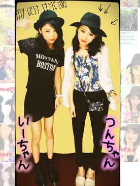 「AZUL by moussy（アズールバイマウジー）のフローティングフラワーゆるタンク（タンクトップ、ホワイト系）」を使った、つんちゃんさん（レディース・159cm）の秋コーディネート