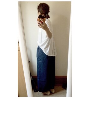 「SEVENDAYS=SUNDAY（セブンデイズサンデイ）のコットンツイル　ワイドパンツ（その他パンツ、ブルー系）」を使った、くらげさん（レディース・161cm）の夏コーディネート