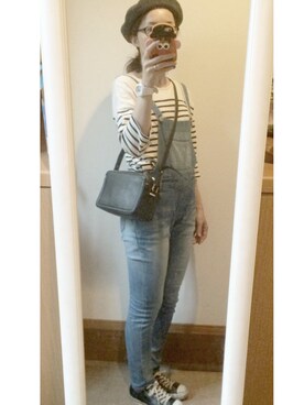 「BEAUTY&YOUTH UNITED ARROWS（ビューティーアンドユースユナイテッドアローズ）のBYSF∵ スクエアジップ 2WAY ショルダー（ショルダーバッグ、ブラック系）」を使った、くらげさん（レディース・161cm）の秋コーディネート