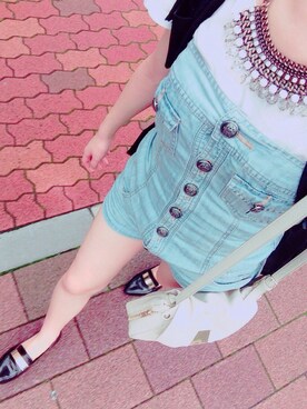 「one way（ワンウェイ）のアイテム（サロペット/オーバーオール）」を使った、nakさん（レディース・161cm）の夏コーディネート