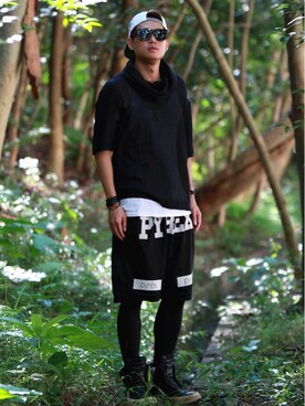 「RICK OWENS」｜「アイテム（その他トップス）」を使った、Man Leeさん（メンズ・175cm）の夏コーディネート