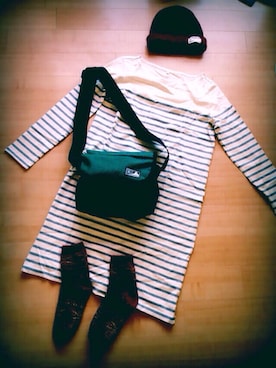 「JEANS MATE（ジーンズメイト）のアイテム（ニットキャップ/ビーニー）」を使った、yupita☻さん（レディース・160cm）の秋コーディネート