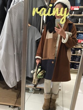 「TYAKASHAのアイテム（ピーコート）」を使った、ミミさん（レディース・155cm）の冬コーディネート