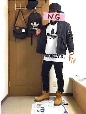 「GU（ジーユー）の（GU）スキニーフィットジーンズ（MEN ⁄ ジーンズ）」を使った、けんぞーさん（メンズ・168cm）の秋コーディネート