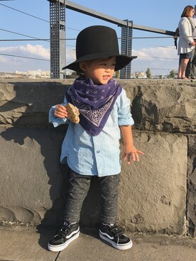 「Original.（オリジナル）のアイテム（帽子）」を使った、HBKさん（キッズ・90cm）の秋コーディネート