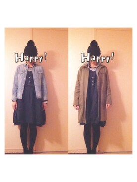 「BLUE BLUE（ブルーブルー）のアイテム（ニットキャップ/ビーニー）」を使った、makikoさん（レディース・168cm）の春コーディネート