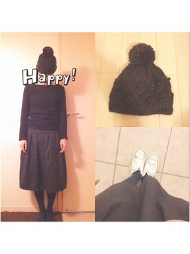 「BLUE BLUE（ブルーブルー）のアイテム（ニットキャップ/ビーニー）」を使った、makikoさん（レディース・168cm）の春コーディネート