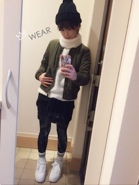 「スウェットスカート」｜「アイテム（その他アウター）」を使った、あみぃ さん（レディース・163cm）の冬コーディネート