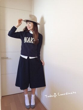 「スウェット×シャツ」｜「アイテム（その他）」を使った、あみぃ さん（レディース・163cm）の冬コーディネート