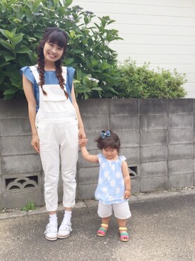 「ハグマグ」｜「アイテム（サロペット/オーバーオール）」を使った、あみぃ さん（レディース・163cm）の夏コーディネート
