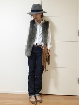 「ハグマグ」｜「アイテム（アクセサリー）」を使った、あみぃ さん（レディース・163cm）の秋コーディネート
