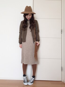 「ハグマグ」｜「アイテム（その他アウター）」を使った、あみぃ さん（レディース・163cm）の冬コーディネート