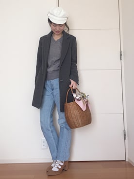 「マリンコーデ」｜「アイテム（チェスターコート）」を使った、あみぃ さん（レディース・163cm）の冬コーディネート