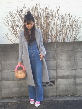 「ハグマグ」｜「アイテム（オールインワン・サロペット）」を使った、あみぃ さん（レディース・163cm）の冬コーディネート