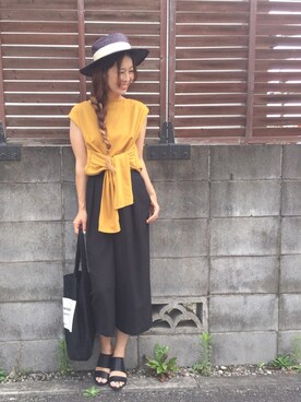「7月WEAR夏のサンダル祭り」｜「アイテム（帽子）」を使った、あみぃ さん（レディース・163cm）の夏コーディネート