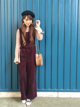 「koe（コエ）のアイテム（オールインワン・サロペット）」を使った、あみぃ さん（レディース・163cm）の秋コーディネート