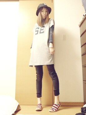 「Lee（リー）のアイテム（ハット）」を使った、もっちー♡さん（レディース・161cm）の春コーディネート