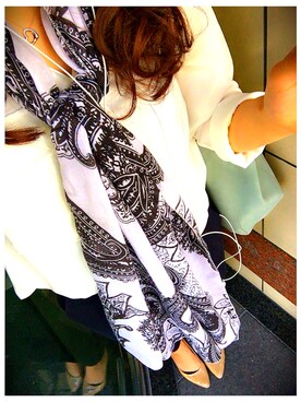 「AZUL（アズール）のアイテム（マフラー、その他）」を使った、Ä̤ʏѧṃє❥さん（レディース・158cm）の春コーディネート