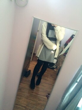 「アイテム（ドレス、グレー系）」を使った、Ainaさん（レディース・159cm）の冬コーディネート