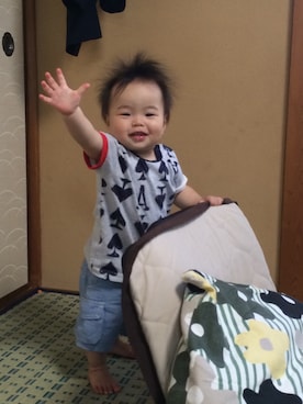 「トランプ柄」｜「アイテム（その他）」を使った、KOTAさん（キッズ・70cm）の夏コーディネート