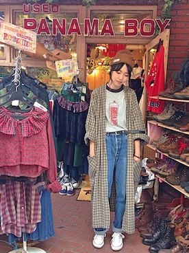 「Panamaboy（パナマボーイ）のアイテム（その他アウター）」を使った、みあさん（レディース・163cm）の秋コーディネート