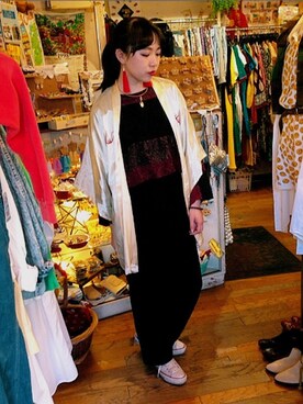 「タッセル」｜「アイテム（その他アウター）」を使った、みあさん（レディース・163cm）の冬コーディネート