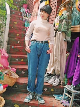 「SUPER（スーパー）のアイテム（トップス）」を使った、みあさん（レディース・163cm）の春コーディネート