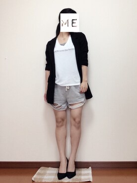 「スウエットパンツ」｜「アイテム（パンプス）」を使った、Mcoさん（レディース・152cm）の春コーディネート