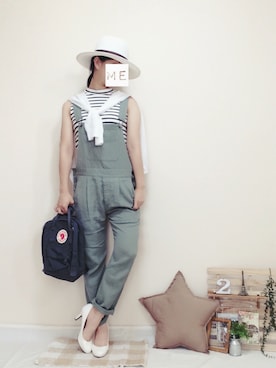 「DONOBAN（ドノバン）のアイテム（オールインワン・サロペット）」を使った、Mcoさん（レディース・152cm）の夏コーディネート