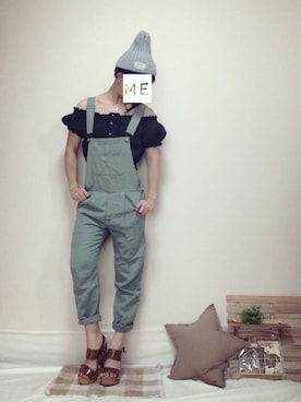 「DONOBAN（ドノバン）のアイテム（オールインワン・サロペット）」を使った、Mcoさん（レディース・152cm）の夏コーディネート