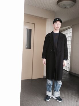 「COMECHATTO&CLOSET（カムチャットアンドクロゼット）のアイテム（スニーカー）」を使った、友佑さん（メンズ・177cm）の冬コーディネート