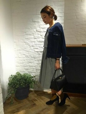 「アパートバイローリーズ」｜「アイテム（デニムジャケット）」を使った、cocoさん（レディース・158cm）の秋コーディネート