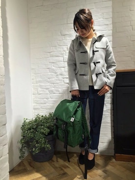 「A part by（アパートバイ）のアイテム（ダッフルコート）」を使った、cocoさん（レディース・158cm）の秋コーディネート