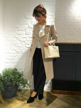 「アパートバイローリーズ」｜「アイテム（トレンチコート）」を使った、cocoさん（レディース・158cm）の冬コーディネート