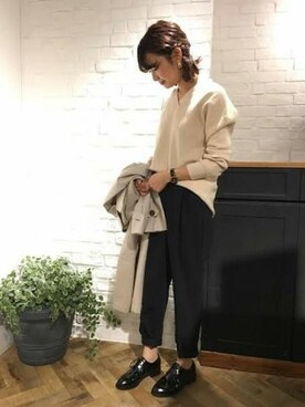 「アパートバイローリーズ」｜「アイテム（トレンチコート）」を使った、cocoさん（レディース・158cm）の冬コーディネート