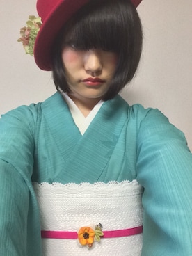 「hat」｜「アイテム（浴衣）」を使った、BDNさん（レディース・155cm）の夏コーディネート