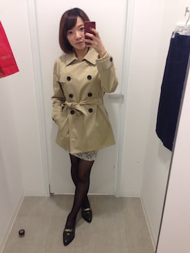 「COACH」｜「アイテム（トレンチコート）」を使った、xiaomoさん（レディース・158cm）の秋コーディネート