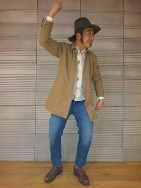 「アイテム（ステンカラーコート）」を使った、小野さん（メンズ・185cm・30代）の冬コーディネート