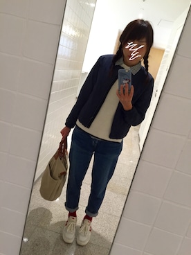 「Lee（リー）のLee/リー　VINTAGE TAPERD                  （デニムパンツ、ブルー系）」を使った、ゆうさんの秋コーディネート