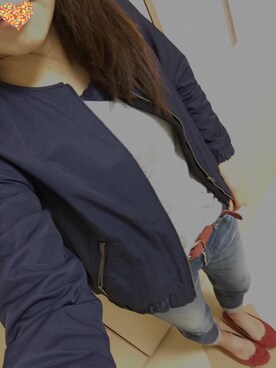 「BEAMS LIGHTS Women's（ビームスライツ ウィメンズ）のBEAMS LIGHTS / リバーシブルZIPブルゾン（ブルゾン、ブルー系）」を使った、ゆうさんの秋コーディネート