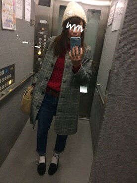 「Green　Parks（グリーンパークス）の・グレンチェックノーカラーコート（ジャケット/アウター、グレー系）」を使った、ゆうさんの秋コーディネート