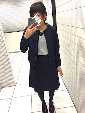 「BEAMS LIGHTS Women's（ビームスライツ ウィメンズ）のBEAMS LIGHTS / リバーシブルZIPブルゾン（ブルゾン、ブルー系）」を使った、ゆうさんの秋コーディネート