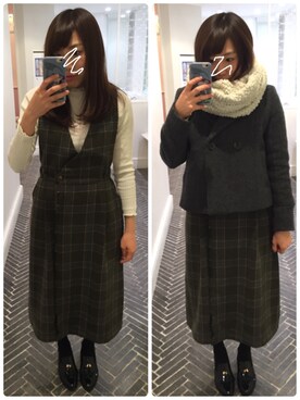 「Auntie Rosa（アンティローザ）のアイテム（スカート、グリーン系）」を使った、ゆうさんの冬コーディネート