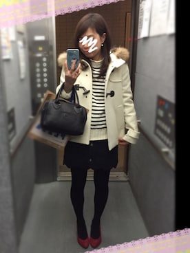 「Aunt Marie's（アントマリーズ）のアイテム（スカート、ブルー系）」を使った、ゆうさんの冬コーディネート