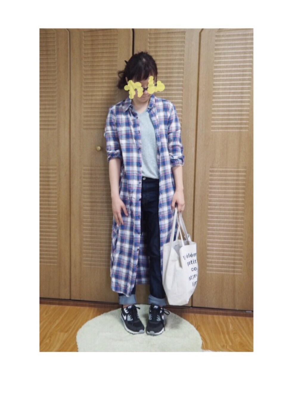 「バンドメンバー募集、シャツワンピ、チャオパニック」｜「CIAOPANIC TYPYのアイテム（シャツワンピース、ブルー系）」を使った、かむさん、さん（レディース・150cm）の秋コーディネートの1枚目の写真