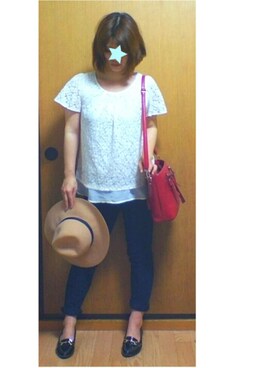 「透けトップス」｜「アイテム（その他）」を使った、Airさん（レディース・155cm）の春コーディネート