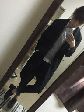 「オックスフォードシューズ」｜「アイテム（チェスターコート）」を使った、MICHIKA.Kさん（レディース・171cm）の冬コーディネート
