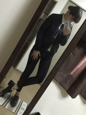 「オックスフォードシューズ」｜「アイテム（ブルゾン）」を使った、MICHIKA.Kさん（レディース・171cm）の冬コーディネート