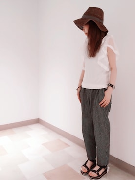 「Three Four Time（ｽﾘｰﾌｫｰﾀｲﾑ）のアイテム（帽子）」を使った、saoriさん（レディース・151cm）の春コーディネート