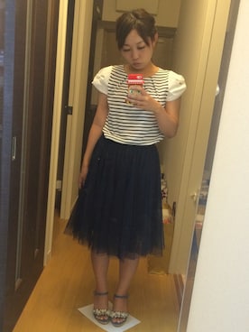 「STRAWBERRY-FIELDS（ストロベリーフィールズ）のアイテム（Tシャツ/カットソー）」を使った、meg_megさん（レディース・155cm）の夏コーディネート